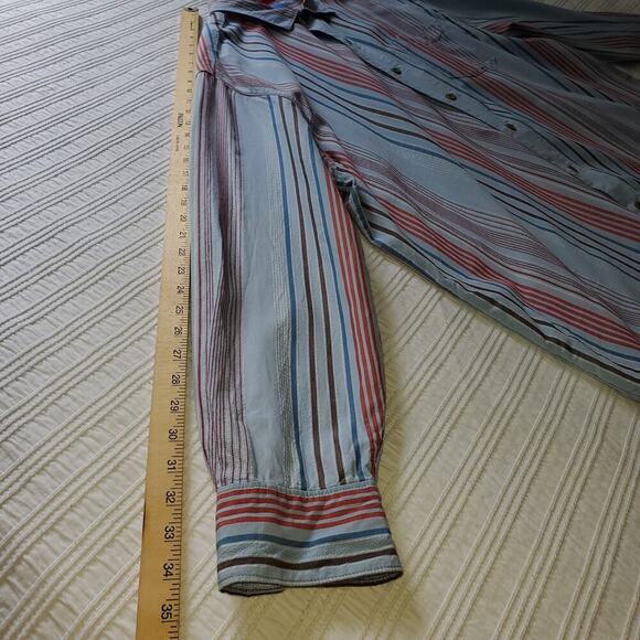 Tommy Bahama Mens Striped Silk Blend Button Front Long Sleeve Shirt 2X - Picture 9 of 16